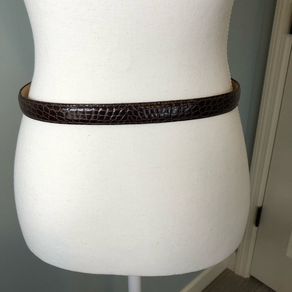 Brighton Croco Brown Leather Belt.  Medium - Picture 5 of 11